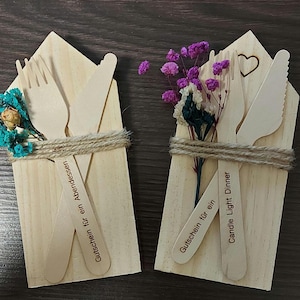 Chèque en bois / idées en bois / chèque repas individuel