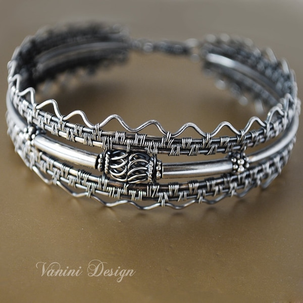 Crisium  Fine Sterling and Bali silver bracelet Artisan designed