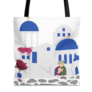 Yiayia Tote Bag Gifts for Yiayia Santorini Yiayia Mother&#39;s Day Gift for Yiayia Greek Gift