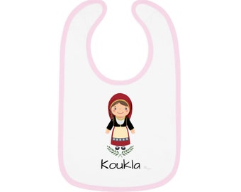 Koukla Baby Bib- Greek Girl Baby Bib- Greek Gifts for Babies