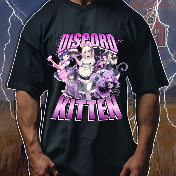 Discord Kitten 90's Style Graphic Tee, Ironic Meme T-shirt, Anime cat girl shirt, anime bootleg tee, gifts for him, gifts for her