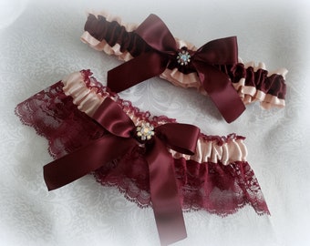 Personalised Garter Claret Garter Dark Red Wedding Clara Bespoke Garter Christmas Garter Wedding Garter Silk Garter Burgundy Garter