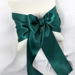 Ring Bearer Pillow with Hunter Green Satin Ribbon