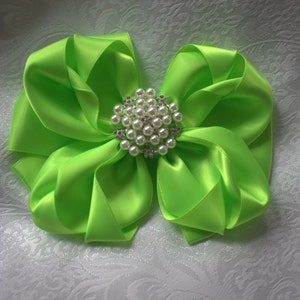 Key Lime Satin Bow-Measures 5 1/2&quot; long -More colors Available