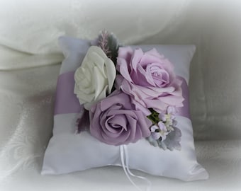 White Flower Girl Basket/Ring Bearer Pillow-Shades of Lavender-Age 4-7
