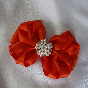 Autumn Orange Satin Bow-Measures 5 1/2&quot; long -More colors Available