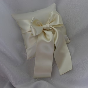 Ivory or White Ring Bearer Pillow with Deluxe  Ivory Satin Ribbon-More Deluxe Satin Ribbon Colors Available