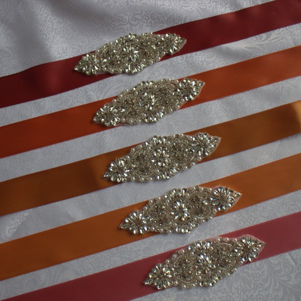 1.5 Inch Wide Satin Ribbon Sash-Copper, Ginger, Terracotta, Burnt Sienna, Cinnamon- Rhinestone Accent-Flower Girl Sash-Your Choice