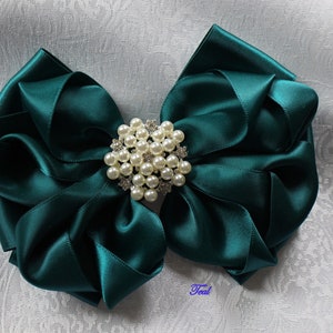 Teal Satin Bow-Measures 5 1/2&quot; long -More colors Available