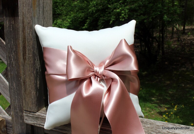Ivory or White Ring Bearer Pillow With Deluxe Mauve/rose Gold Etsy