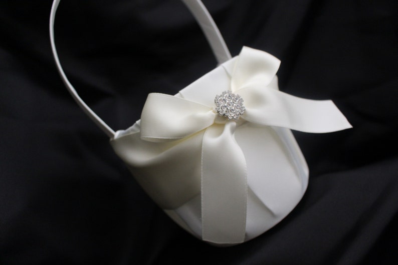 White/ivory Flower Girl Basket/ring Bearer Pillowivory Etsy