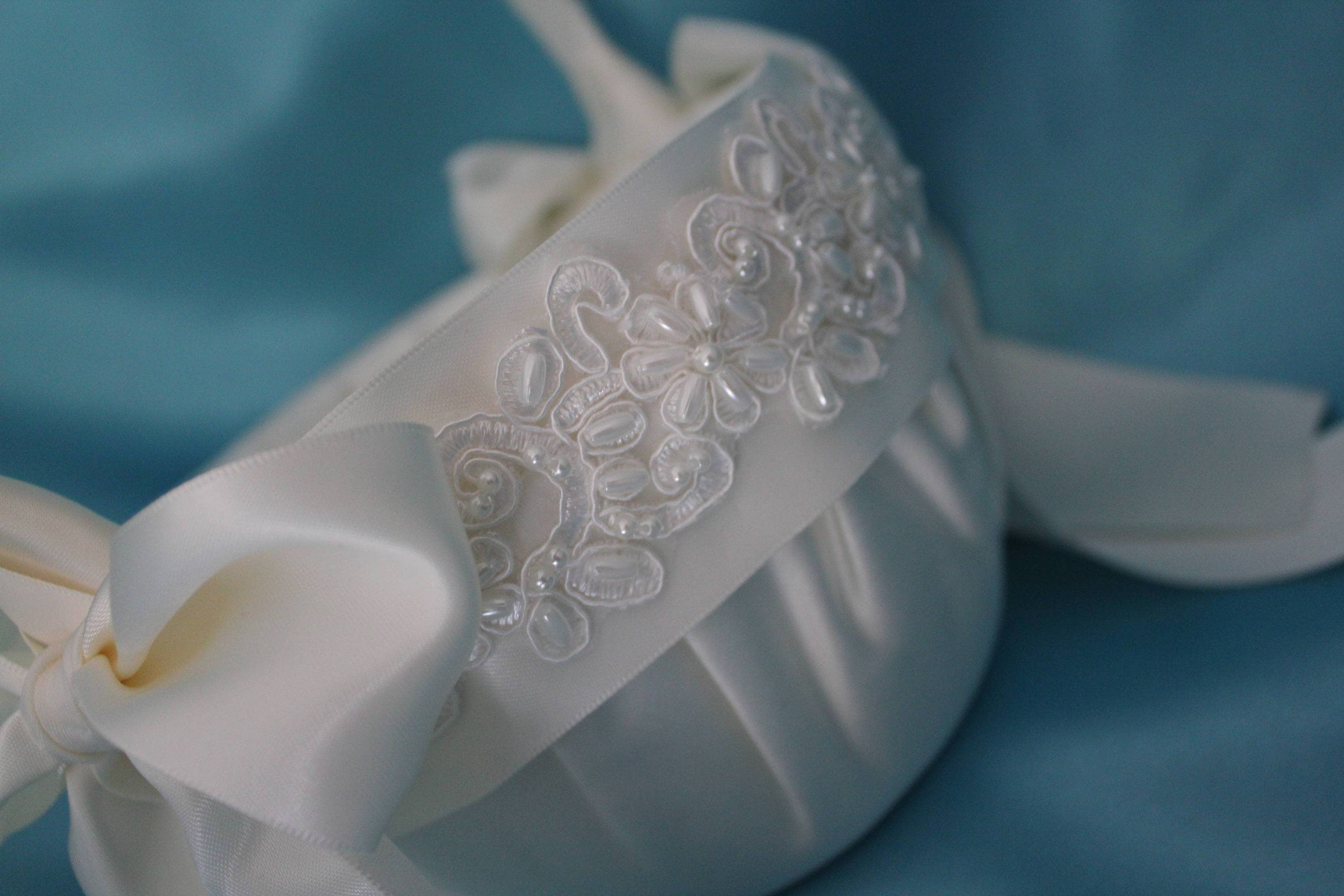 Ivory Satin Flower Girl Basket with Ivory Trim Hand Sewed Etsy