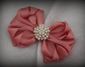 Dusty Rose Satin Bow-Measures 5 1/2" long -More colors Available