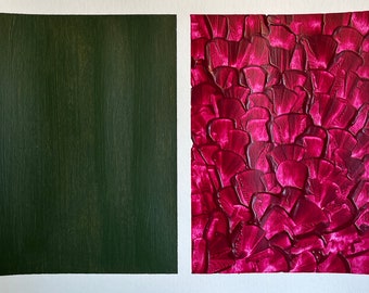 Tulip - abstraktes Strukturbild in Magenta Pink und Olivgrün