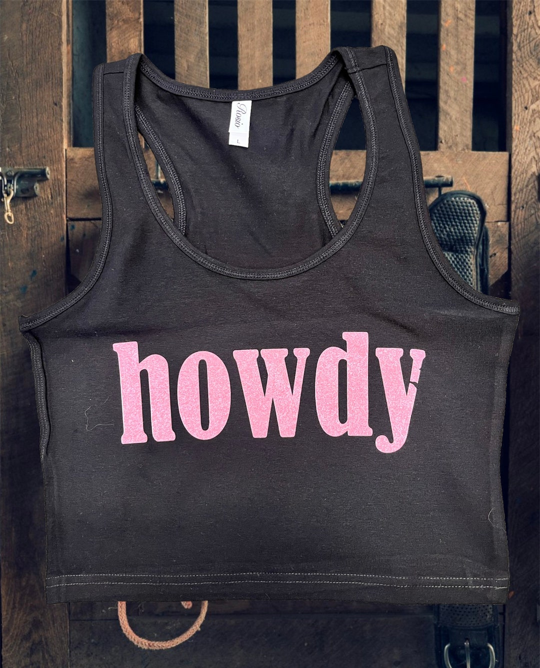 Howdy Black Cropped Tank Top - Etsy