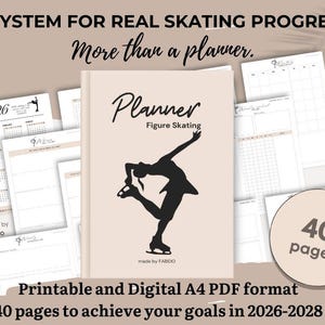 Kunstschaatsplanner afdrukbare bundel | Trainingslogboek schaatsen, oefendagboek, wekelijkse planner op en buiten het ijs