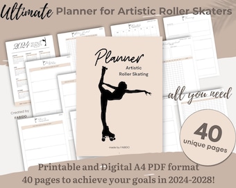 Artistic Roller Skating Planner Bundle: Training Journal, Goal Tracker (Digital Download, Printable 2024-2028 Edition)