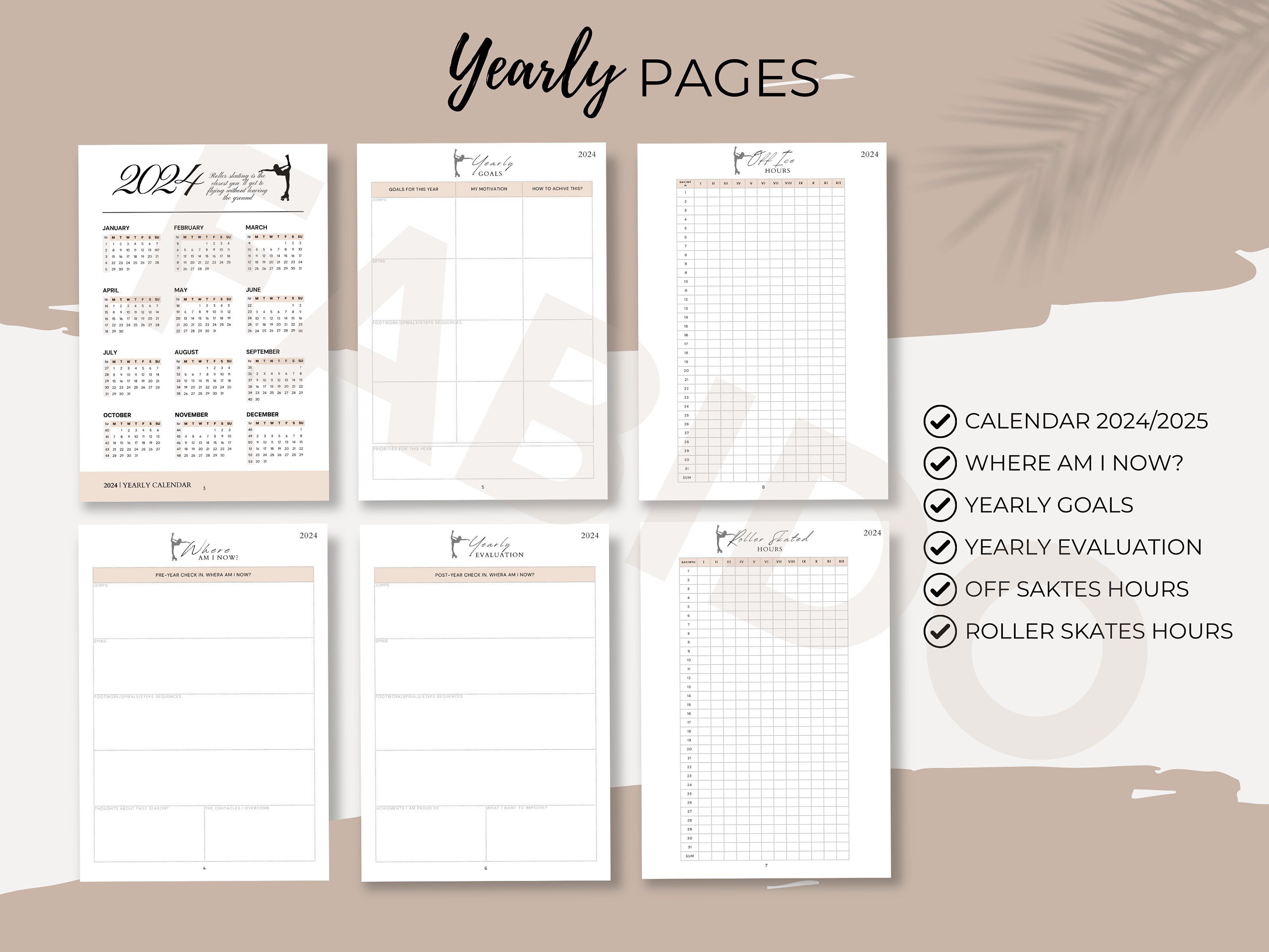 Artistic Roller Skating Planner Bundle: Training Journal, Goal