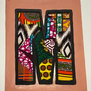 Alphabet Letters M N O P R Africa Art Mixed Media African Art Fabric Art Ankara Fabrics Kente Fabric