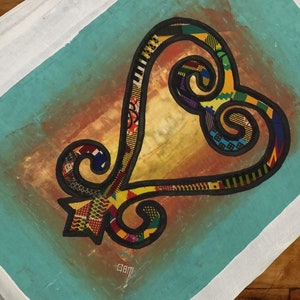Sankofa (Alternate Design) Adinkra Symbol Afrika Kunst Mixed Media Afrikanische Kunst Fabric Art Ankara Fabrics