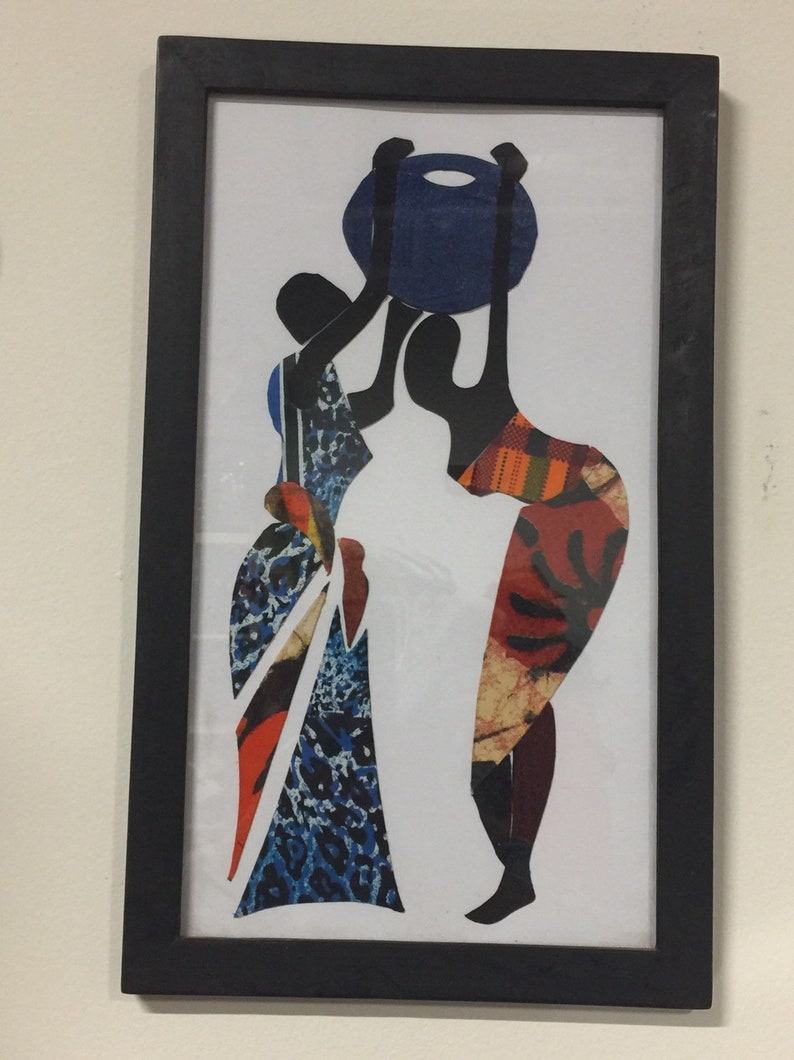 African Fabric, Print, Framed Art, Batik, Wax Print, Fair Trade, OOAK 5