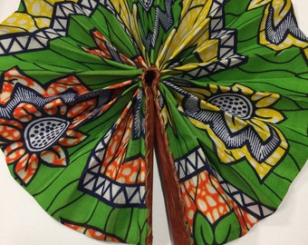 African Ankara Fabric Fan leather fold-up fan Sandoodles