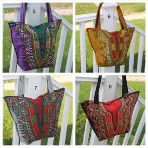 African Bag, African Purse, Dashiki Purse, Shoulder Bag, Tote,Carryall, Plum Purple, Caramel, Gray, Black, Sandoodles