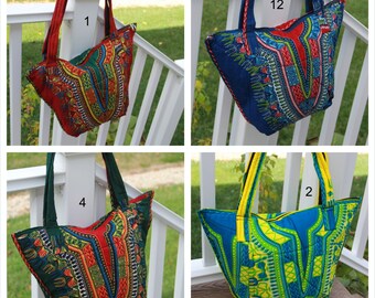 African Fabric, Dashiki Bag, African Bag, African Purse, Fair Trade, Shoulder Bag, Tote, Carryall Sandoodles