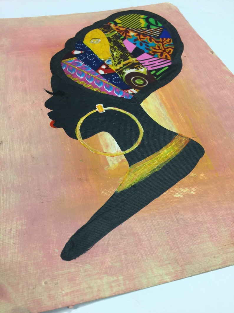 Mama Africa Art Mixed Media African Art Fabric Art Ankara Etsy
