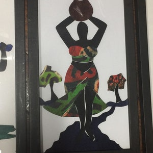 African Fabric, Print, Framed Art, Batik, Wax Print, Fair Trade, OOAK 1