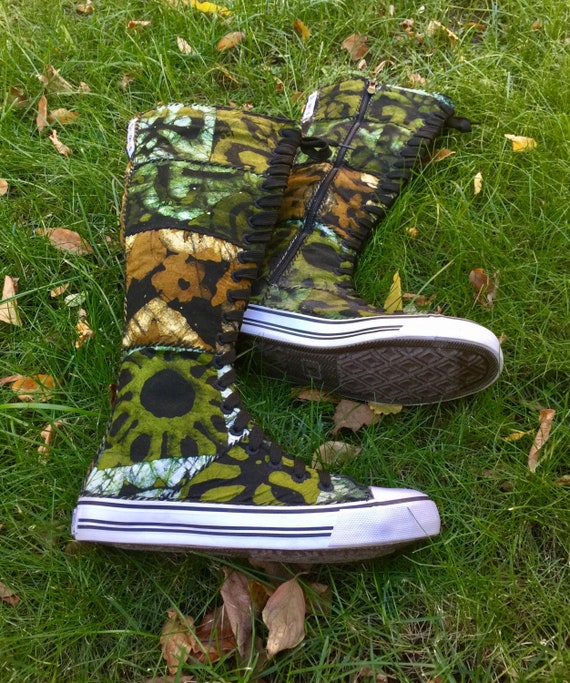 Size 7 Sneaker Boots Funky Boots African Shoes African Boots OOAK Sandoodles Bootz Batik Patchwork X hi Etsy Australia