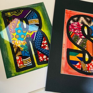 Alphabet Letters S T U V Africa Art Mixed Media African Art Fabric Art Ankara Fabrics Kente Fabric