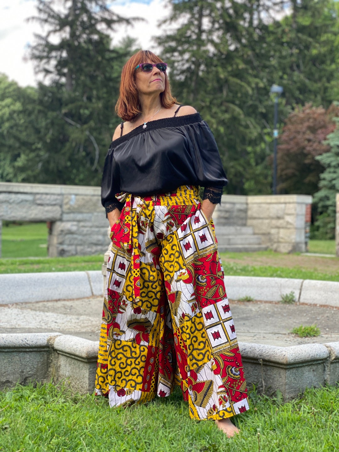 Statement Vibrant African Ankara Wax Print Wide Leg Palazzo Pants