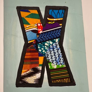 Alphabet Letters W X Y Z Africa Art Mixed Media African Art Fabric Art Ankara Fabrics Kente Fabric