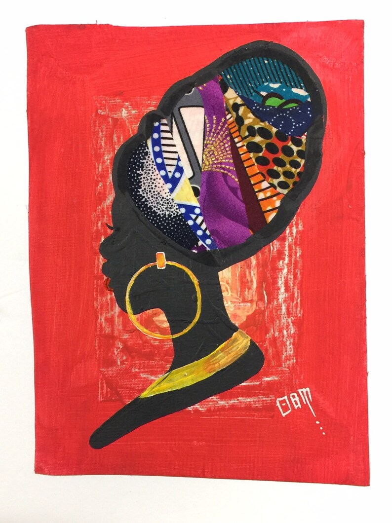 Mama Africa Art Mixed Media African Art Fabric Art Ankara Etsy