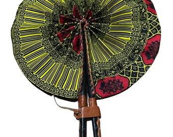 Africa Ankara Fabric Fan leather fold-up fan Sandoodles