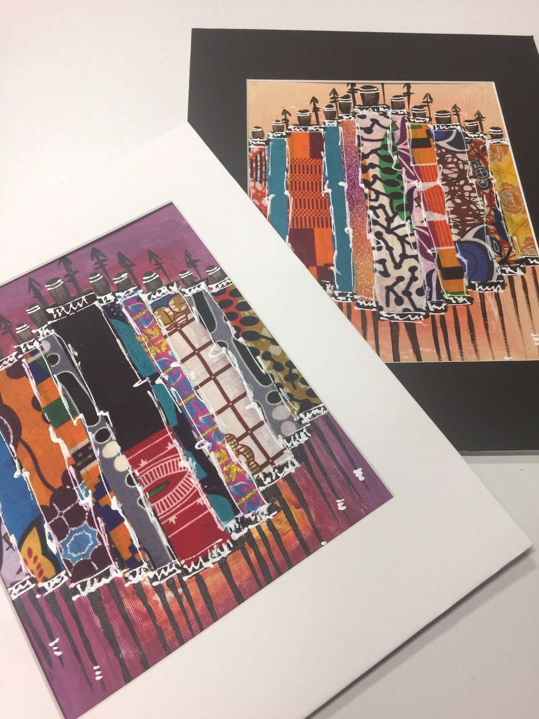 African Tribesmen Tribal Art Mixed Media African Art Fabric Etsy