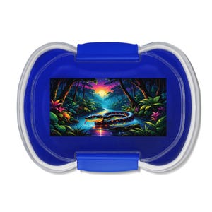 Caja bento con diseño de anaconda, ideal para amantes de los reptiles, temática de selva tropical, contenedor de almuerzo con forma de serpiente, lonchera inspirada en la vida silvestre.