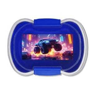 Lonchera de dos niveles con diseño de Monster Truck, contenedor de comida, fiambrera infantil, lonchera escolar