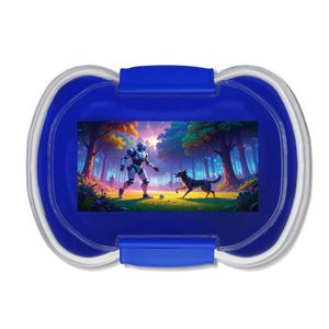 Lonchera de dos niveles con diseño de robot y perro, ideal para niños, contenedor de comida, estilo japonés, portátil para viajes.