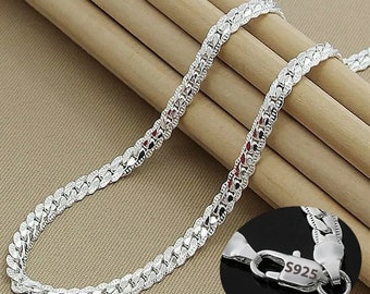 Nice 925 Sterling Silver 6MM Full Sideways Chain Necklace For Women Men Fashion Jewelry Sets Wedding Gift