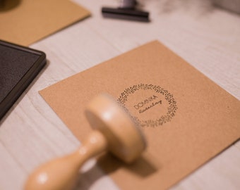 Custom logo on a wooden stamp for a wedding invitation and put your logo anywhere!