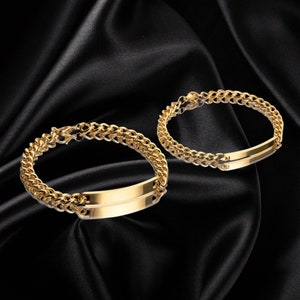 Bracelet for couple titanium steel, 18K gold plating, jewelry custom name with high quality Gold