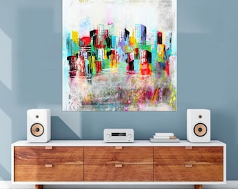 Leinwand Bild Landschaft Skyline Bunte Bilder Wandbilder Moderne Wandbilder Neu Deko D2347