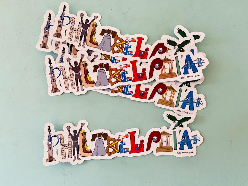 Philadelphia Sticker Philadelphia Landmarks Sticker: Philly Travel Souvenir - Etsy