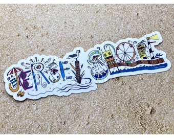 Jersey Shore Sticker, Down the Shore Sticker,  Beach Shore Love, New Jersey Shore, Water Bottle Scrapbook Collage, Planner Journal