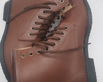 Gaucho Brown Leather Boots with Ergonomic Insole and Rubber Sole