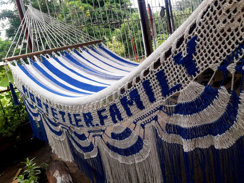 Colorful handwoven hammock nicaragua. They measure 140 inches long in their in-use position by 48 inches wide. The poles are made of cedar. Hammock made of manila cotton thread.