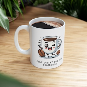 CoffeePals #4 Funny Phrase Ceramic Mug, Cute Coffee Cup, Kitchen Decor, 11oz, Tea Mug, Drinkware Gift for Coffee Lover, Office Decor