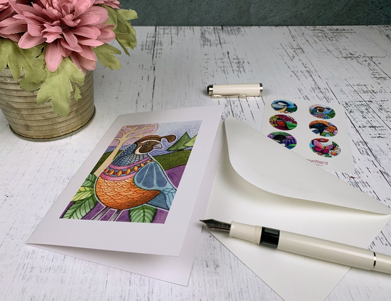 Bird Illustration Blank Greeting Cards Set of 5 image 3